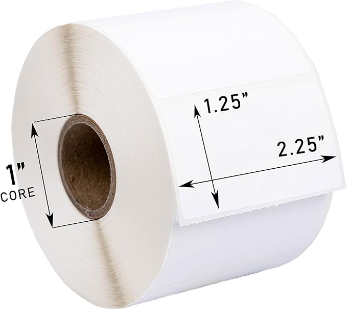 HOUSELABELS 2.25" x 1.25" Address Labels on 1" Core in Polypropylene Compatible with Zebra and Rollo Printers, 1 Roll / 1,000 Labels per Roll