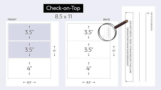 Compuchecks Check on Top Blank Check Paper - 1000 Pack, Quick-Books & Laser Printer Compatible - Security Business Checks with Voucher - 8.5" x 11" Platinum Pinstripe