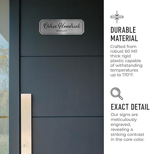 Custom Wall or Door Sign, Personalized Notched Plaque Engraved Message for Bussiness, Property and Home Indoor/Outdoor, 3x9 Inches, Made in USA by Sigo Signs
