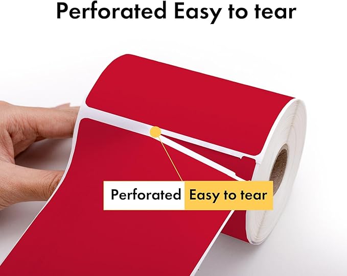 HOUSELABELS 4" x 6" Red Shipping Labels on 1" Core Compatible with Zebra and Rollo Printers, 14 Rolls / 250 Labels per Roll