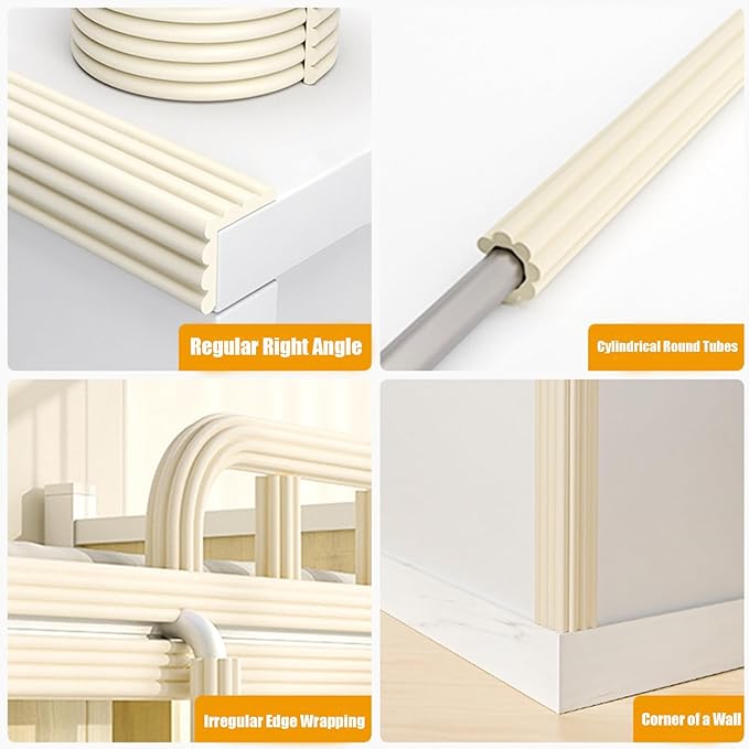 Soft Extra-Wide Edge Protector for Baby, 16.4ft Baby Proofing Edge Guards Padding Self-Adhesive Double Sided Tape, Safety Guards Proof Foam Padding for Sharp Edges, Table, Desk, Furniture Brown