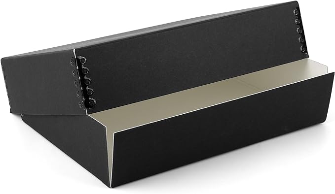 Lineco 11x14 Black Museum Archival Storage Box, Drop Front Design, 11 1/2 x 15 x 3 in. Acid-Free with Metal Edge. Preserves Picture Longevity, Organize Photos or Documents, Crafts, DIY.