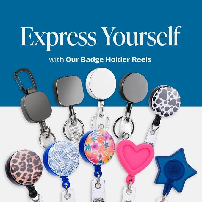 Will Well ID Badge Holder Reel with Clip and Keyring - Heavy-Duty All-Metal Casing with 27.5" UHMWPE Fiber Pull Cord for Durability and Easy Access, Holds up to 8 Keys - 2-Pack, Round, Glossy Black