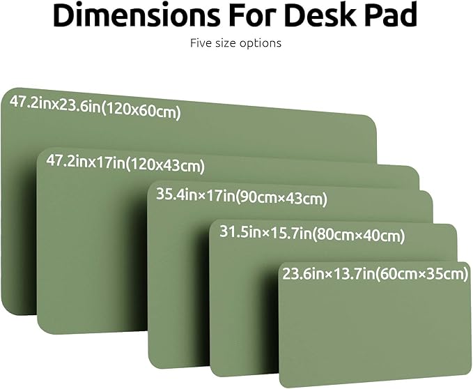YSAGi Leather Desk Protector, Office Mat, Large Mouse Mat, Non-Slip PU Leather Blotter, Laptop Desk Mat, Waterproof Writing Pad for Office and Home (Bamboo Green, 31.5" x 15.8")