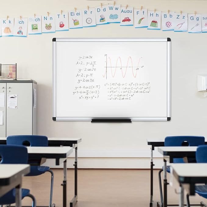 VIZ-PRO Large Magnetic Dry Erase White Board for Wall, 72 X 48 inches, Pack of 2, 6' x 4' Aluminum Framed Whiteboard with Marker Tray for School Office Home
