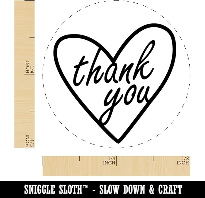 Thank You in Heart Self-Inking Rubber Stamp for Stamping Ink Stamper Crafting Planners - 1/2 Inch Mini - Sky Blue Ink