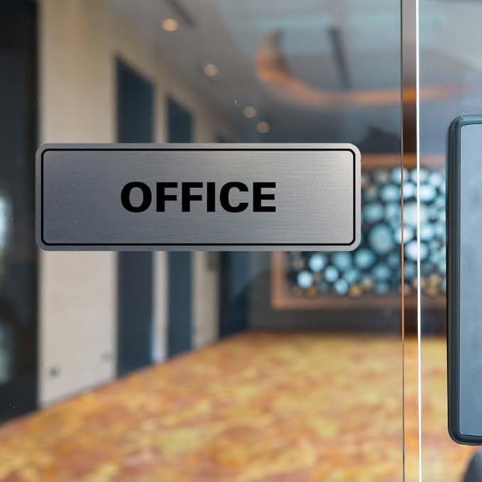 Signs ByLITA Standard Office Sign - Professional Business Signage - Easy to Install (Brushed Gold) - Large 5 Pack