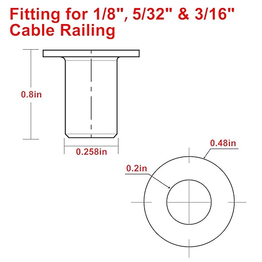 BLIKA 100 Pack Black Stainless Steel Protector Sleeves for 1/8" 5/32" or 3/16" Deck Cable Railing, for Wood/Composite Posts, T316 Marine Grade, Black Cable Railing Protector Sleeves