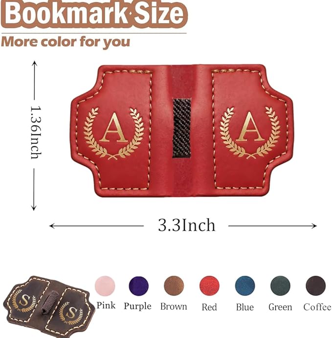 Personalized Mark Bookmark with Pen Holder, Leather Magnetic Book Marker 26 Letters,Custom Initials Page Marks, Gifts for Book Lovers Readers Men Women (Coffee, E)