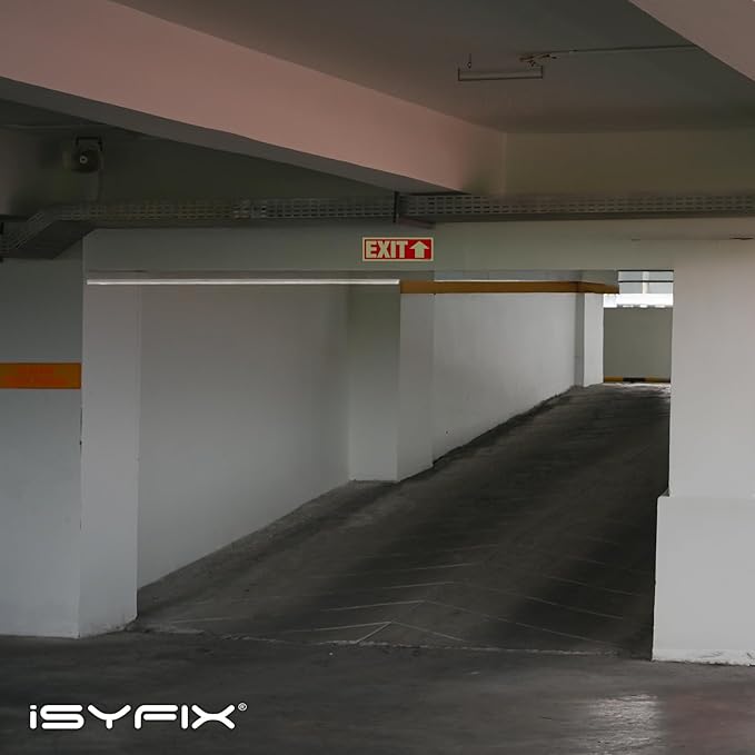iSYFIX Exit Stickers Signs with Directional Up Arrow 12 Pack 12x4 Inch - Glow in the Dark Photoluminescent Vinyl for Office, School, Business, Warehouse - UV & Weather Resistant for Indoor/Outdoor Use