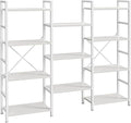 SUPERJARE Triple 4 Tier Bookshelf, Bookcase with 11 Open Display Shelves, Wide Book Shelf Book Case for Home & Office, White