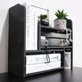 YGYQZ Adjustable PVC Desktop Organizer Storage Rack - Black Desk Shelf for Office, Women, Dormitory & Home Decor