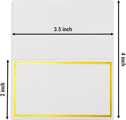 100 Pack Place Cards for Table Setting Small Paper Tent Cards with Gold Foil Border Event Table Cards for Restaurant Wedding Party Banquet Thanksgiving Birthday Celebration