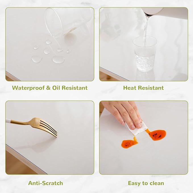 Eisdroma 36 x 36 Inch Clear Table Cover Protector, Clear Table Protector for Dining Room Table, 1.5mm Plastic Table Cover, Waterproof Table Pad for Kitchen, Office