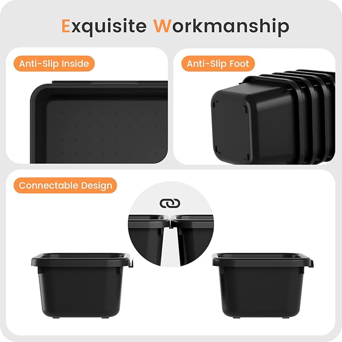 A-LuGei 【𝟮𝟴𝗣𝗖𝗦】 【𝟱𝗦𝗶𝘇𝗲】 Black Drawer Organizer, Makeup organizer, 【Holds 177 Items】 Bathroom Organizers and Storage, Plastic Desk Organizer Divider, Organizer Bins for Office Vanity
