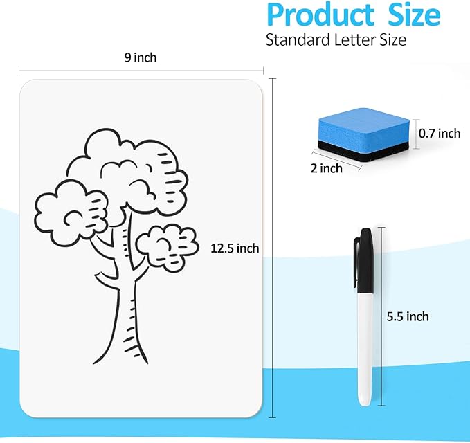 Dry Erase LapBoards, PANDRI 36 Pack Double Sided 12.5 x 9 Inch Dry Erase Boards with 36 Erasers and 36 Markers, Whiteboards for Kids Students Classroom Teacher Supplies