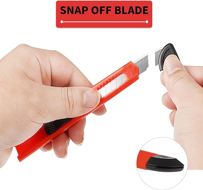 8 Pack Utility Knife Box Cutters (9mm Wide Blade Cutter 4 Colors) Box Cutter Retractable, Compact Utility Knives, Extended Use for Office, Craft, Razor Knife, Paper Knife, Disposable Box Opener