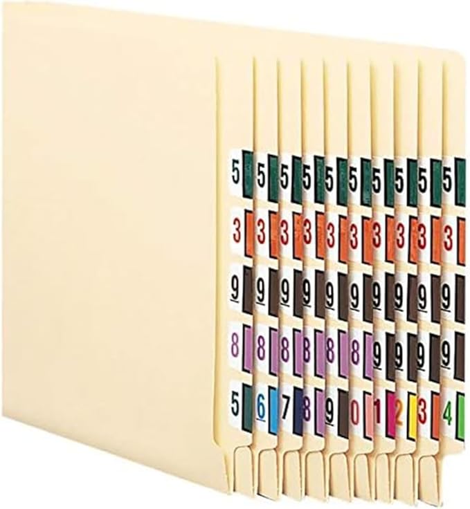 File Right Number Labels Roll – Color-Coded Numeric Filing Labels, 1-5/8" × 7/8" Laminated Self-Adhesive File Folder Numbers for, Office Filing Systems, Automotive Records – Roll #6, 4 Roll