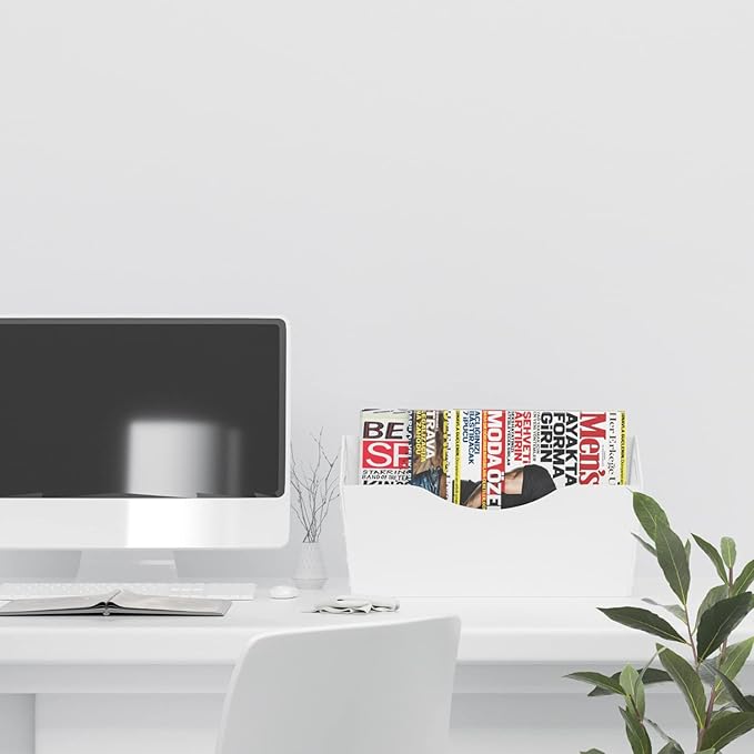3 Pockets Magnetic File Holder for File Cabinets, Refrigerator, Whiteboard, Magnetic Paper Organizer, Magnetic Mail or Folder Holder,Magnetic Magazine Rack,Wall Mount Hanging Mail Organizer (white)
