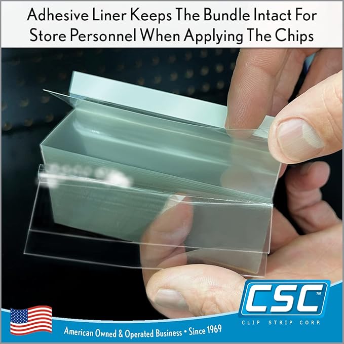 Clip Strip Corp. Price/Data Channel Label Holder Chips, Clear Plastic Tags, 2.5" L x 1.25" H, 7.5 Mil Thick, Gondola Shelf Edge, Reusable, Made for Point of Purchase Shelf Molding (1000)
