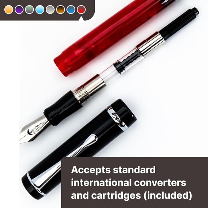 Conklin Duragraph Fountain Pen Red Nights - Fine Nib, Luxury Writing Instrument with Bold Red Finish