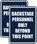 Portrait Round Backstage Personnel Only Beyond This Point Door or Wall Sign Easy Installation | Music | Concert | Festivals Sign (Navy Blue/White) - Large (2 Pack)