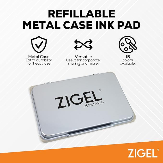 Metal Case Stamp Pad Medium Size, Sky Blue Color - Size: 3" x 4" - Choose from 15 Ink Colors
