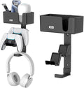 KDD 4-in-1 Wall Mount Controller Holder - Dual Game Controller and Headphone Hanger with Anti-Slip Pads for Xbox ONE/X Series/PS5/PS4 - Detachable Desk Storage for Media Remote, Phone and Speaker