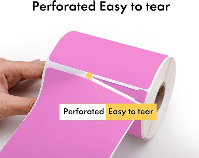 HOUSELABELS 2.25" x 1.25" Pink Address Labels on 1" Core Compatible with Zebra and Rollo Printers, 6 Rolls / 1,000 Labels per Roll