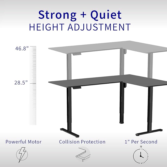 VIVO Electric Corner 75 x 63 inch L-Shaped Standing Desk, Memory Height Adjustment, Light Wood Top White Frame, DESK-E3CTC-75