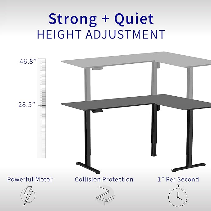 VIVO Electric Corner 75 x 63 inch L-Shaped Standing Desk, Memory Height Adjustment, Real Bamboo Top Black Frame, DESK-E3CTBO-75
