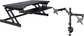 Rocelco 37.5" Deluxe Height Adjustable Standing Desk Converter with Dual Monitor Mount BUNDLE - Quick Sit Stand Up Computer Workstation Riser - Large Retractable Keyboard Tray - Black (R DADRB-DM2)