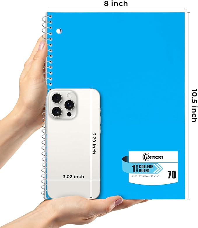 Rosmonde 2000 Packs (Pallet) 1 Subject Notebooks, Spiral Notebook Bulk, College Ruled, Pallet of Notebooks,70 Sheets (140 pages), 8 x 10-1/2",Bulk Spiral Notebooks for School & Office,4-7 Days Transit