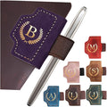 Personalized Mark Bookmark with Pen Holder, Leather Magnetic Book Marker 26 Letters,Custom Initials Page Marks, Gifts for Book Lovers Readers Men Women (Purple, B)