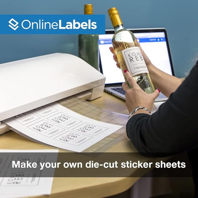 Sticker Paper, 10,000 Sheets, White Matte, 8.5" x 11" Full Sheet Label, Works with Inkjet and Laser Printer, Compatible with Electronic Cutting Machines, OL177WX, OnlineLabels