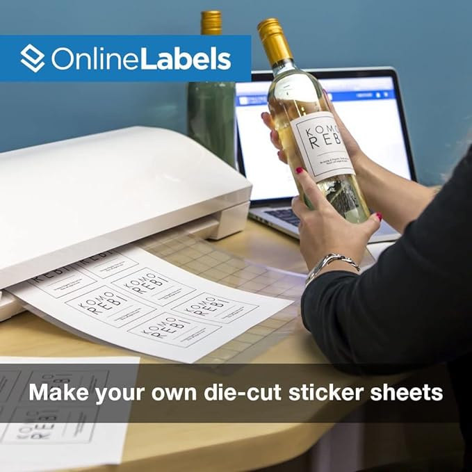 Sticker Paper, 250 Sheets, White Matte, 8.5" x 11" Full Sheet Label, Works with Inkjet and Laser Printer, Compatible with Electronic Cutting Machines, OL177WX, OnlineLabels