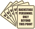 Portrait Round Backstage Personnel Only Beyond This Point Door or Wall Sign Easy Installation | Music | Concert | Festivals Sign (Ivory/Dark Brown) - Small (5 Pack)