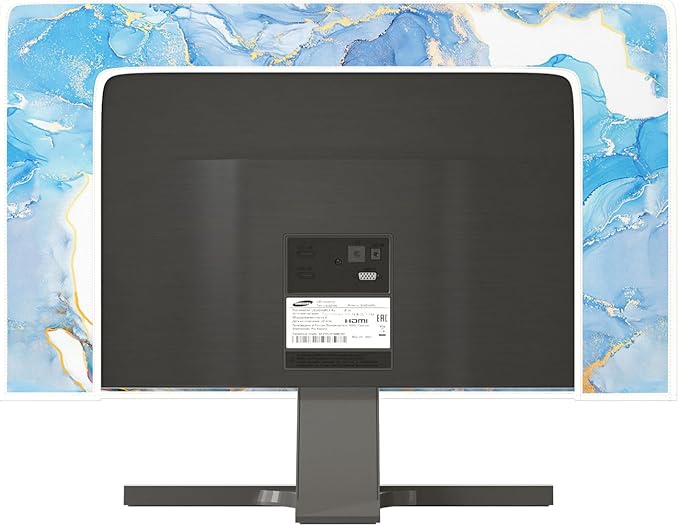 Baocicco Baby Blue Gold Marble Waterproof Screen TV Cover 45, 46, 47, 48 Inch Modern Television Accessories TV LCD Fashion Weatherproof Screen TV Decorations for Tablet LED LCD OLED TVs