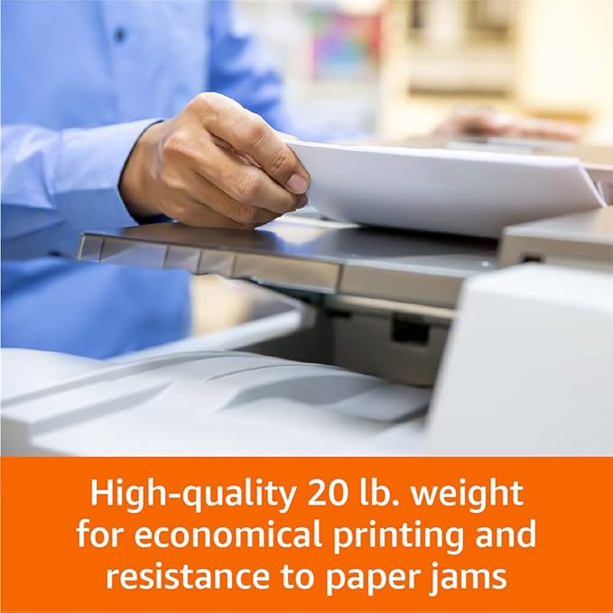 Amazon Basics Multipurpose Copy Printer Paper, 8.5 x 11 Inches, 20 lb, 1 Ream, (500 Sheets), 92 Bright, White