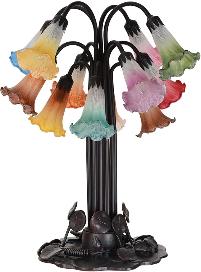 Bieye LS03S Lily Flower Blown Glass Lampshade (White Purple, Opening I.D. 0.87" x O.D. 1")