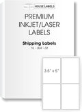 HOUSELABELS 4-up Shipping Labels (3-1/2" x 5") for Laser and Inkjet Printers, 200 Sheets