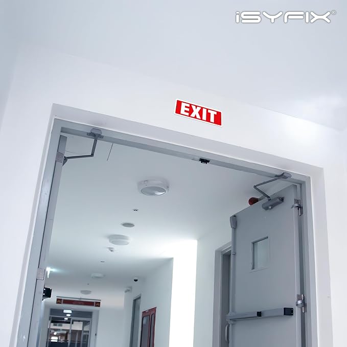 iSYFIX Exit Sign – 6 Pack 12x4 Inch – 100% Rust Free .040 Aluminum Signs, Laminated for Ultimate UV, Weather, Scratch, Water and Fade Resistance, Indoor and Outdoor, Exit Signs for Exterior.