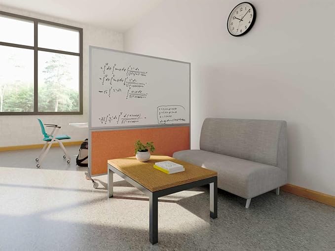 DivideWrite Mobile Whiteboard | Double Sided Dry Erase Board | Portable Office Cubicle Partition | Display for Classrooms, Conference Rooms, Meeting Areas and More | Navy Blue Fabric 6' Wide X 6' Tall