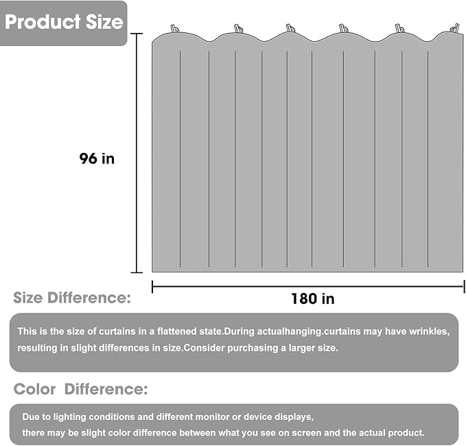 Cbsroro Room Divider Blackout Curtain Track Curtains Wall Dividers Panels Screen for Living Rooms Bedroom Office Privacy Partition Separation, W180 × L96 Inch,1 Panel, Light Grey