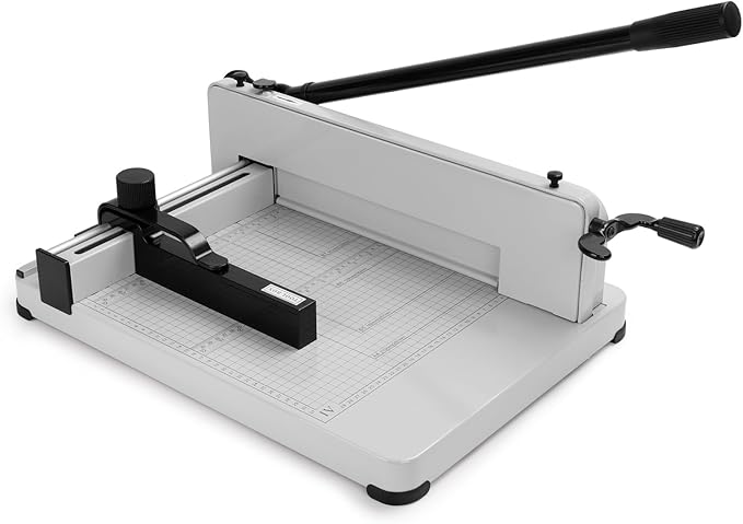 Guillotine Paper Cutter Heavy Duty 400 Sheet Capacity，Paper Cutter 12 Inch for A4 Paper with HSS Blade,Industrial Commercial Trimmer for Office,School,Print Shop,Safety Lock & Clear Grids