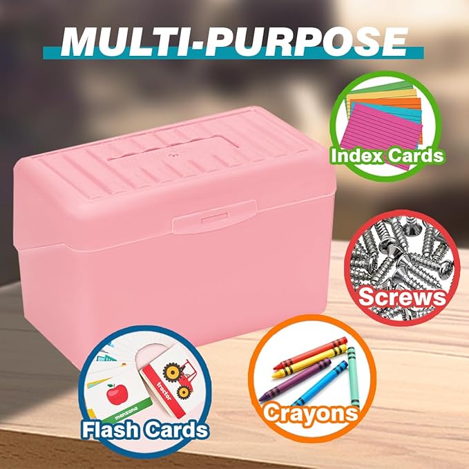 H4D Index Card Holder 3x5, Index Card Box Organizer Case, 3x5 Flash Note Card Holder, 3 Packs (Pastel Colors)