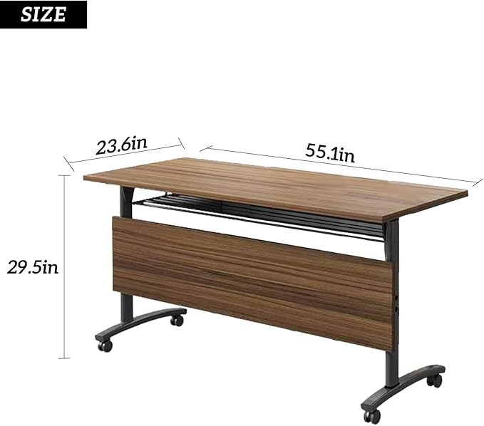 Conference Table,Folding Conference Room Tables with Flip-Top Design,6 Pack Large Mobile Training Table,Rolling Seminar Meeting Table with Wheels,Modular Seminar Tables for Office Meeting (55.1in)