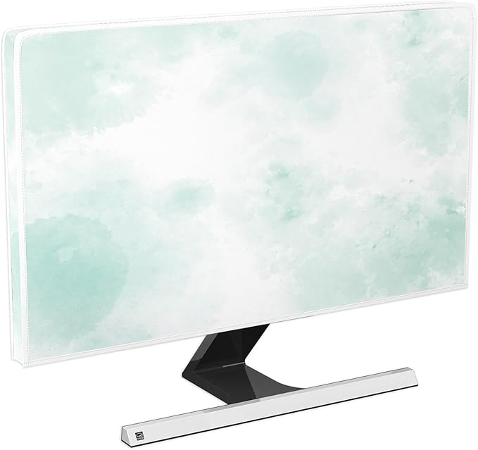 Baocicco Abstract Watercolor Waterproof TV Display Screen Cover 55 Inch Cyan Marble Dip Dyeing Dust Proof TV Covers for Television Screen Anti-Static Dustproof Protective，Mint Green