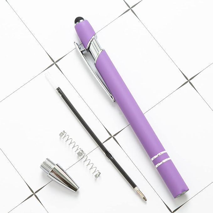 HEYZARDA Personalized Pens with Name Text Logo Custom Ballpoint Pen for Business Office Events with Stylus for Touchscreen 100 Pcs Rose