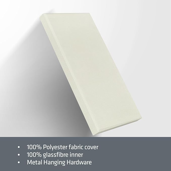 UMIACOUSTICS 2 PCS Acoustic Panel, 47.2" x 23.6" x 2" Fiberglass Sound Proof Wall Panels, Sound Absorbing Panels for Studios, Office, Home Theater. Off White